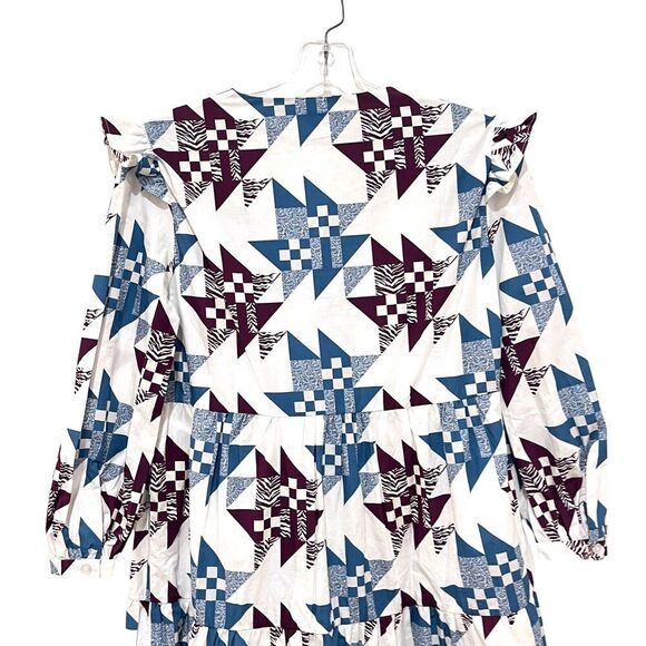 Rebecca minkoff Darcy Midi Dress Blue Quilt Size 4 - Picture 9 of 13